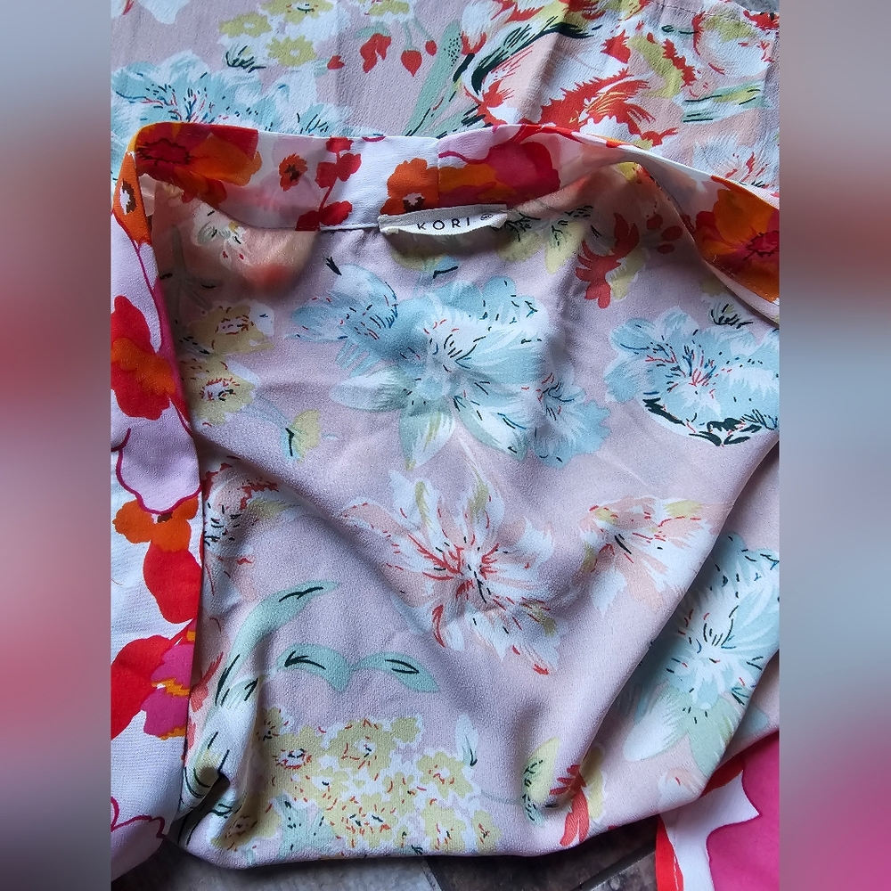 KORI M/L Floral Kimono Wrap, Boho Cottagecore, EUC, Lightweight Statement Piece - Picture 10 of 14